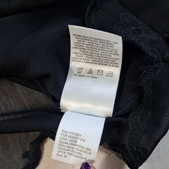 3 FOR 12 SALE Jessica Simpson Black Sheer Women's Blouse Size Medium - Picture 8 of 11